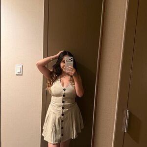 Stylish Beige Button-Down Dress